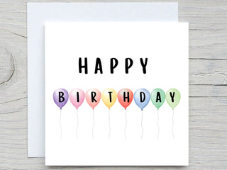 Birthday Card, Cute card, Happy Birthday card, Bright Colorful Birthday card,  for friend card, Balloons card