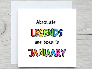 January Birthday Card, Funny card, Absolute Legends Born In January birthday card