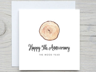 Anniversary Card, Personalised anniversary card, 5th Anniversary card, Wood Anniversary, 5 years together wedding anniversary