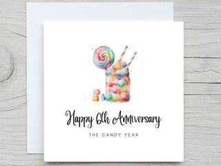 Anniversary Card, Personalised anniversary card, 6th Anniversary card, Candy Anniversary, 6 years together wedding anniversary