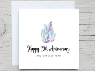 Anniversary Card, Personalised anniversary card, 15th Anniversary card, Crystal Anniversary, 15 years together wedding anniversary
