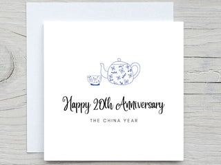Anniversary Card, Personalised anniversary card, 20th Anniversary card, China Anniversary, 20 years together wedding anniversary