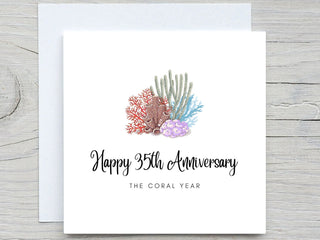 Anniversary Card, Personalised anniversary card,  35 years married card, Coral Anniversary