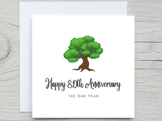 Anniversary Card, Personalised anniversary card, 80th Anniversary card, Oak Anniversary, 80 years together wedding anniversary