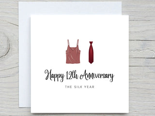 Anniversary Card, Personalised anniversary card, 12th Anniversary card, Silk Anniversary, 12 years together wedding anniversary