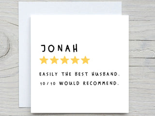 Personalised cards, Appreciation card, Best Husband card, 5 stars husband, would recommend , from wife card, to husband