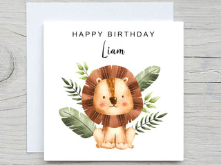 Personalised Name Birthday card, Lion Boy birthday card, Kids birthday card, add name card