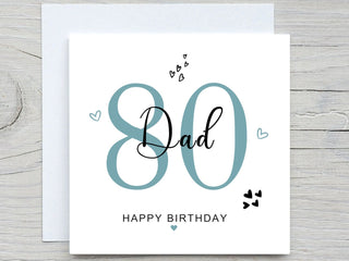 Personalised Birthday Card, Dads 80th birthday card, for dad birthday, from son, from daughter, 80th birthday card
