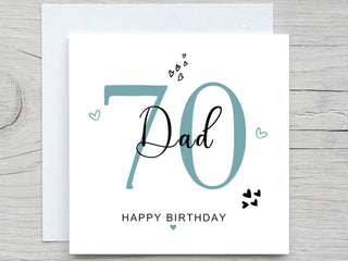 Personalised Birthday Card, Dads 70th birthday card, for dad birthday, from son, from daughter, 70th birthday card