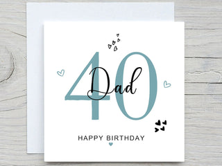 Personalised Birthday Card, Dads 40th birthday card, for dad birthday, from son, from daughter, 40th birthday card