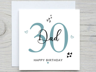 Personalised Birthday Card, Dads 30th birthday card, for dad birthday, from son, from daughter, 30th birthday card