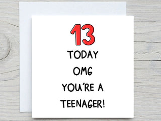 Birthday Card, Funny card, 13th Birthday card, Teenager card, Birthday card