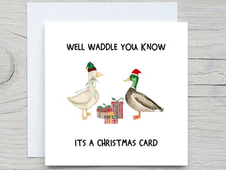 Personalised Christmas card, Well Waddle You Know It's A Christmas Card , Cute Duck Holidays Card