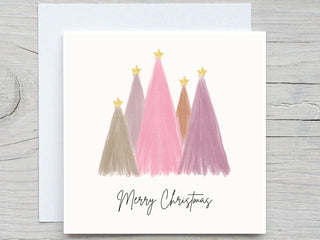 Personalised Christmas card, Pink Christmas Tree card, Holidays card, personalized card,