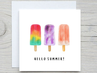Summer Greeting card, Hello summer card, Ice cream card, personalised greeting cards