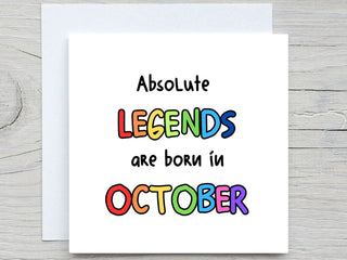 October Birthday Card, Funny card, Absolute Legends Born In October birthday card