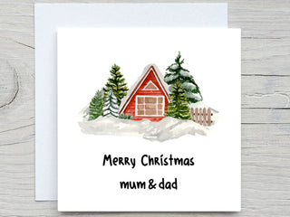 Personalised Christmas card, Mum and dad Card, Holidays card, personalized card, Happy Holidays card, Merry Christmas card, watercolor card