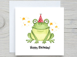 Personalised Birthday Card, Cute card, Frog birthday card, Hoppy Birthday card