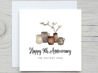Anniversary Card, Personalised anniversary card, 9th Anniversary card, Pottery Anniversary, 9 years together wedding anniversary