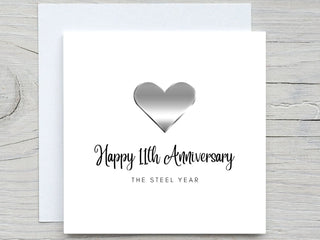 Anniversary Card, Personalised anniversary card, 11th Anniversary card, Steel Anniversary, 11 years together wedding anniversary