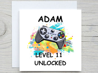 Birthday Card, Personalised Birthday card, 11th Birthday card, Birthday Card fo son cousin nephew , Gaming Birthday Card, Level 11 unlocked