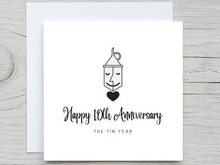 Anniversary Card, Personalised anniversary card, 10th Anniversary card, Tin Anniversary, 10 years together wedding anniversary