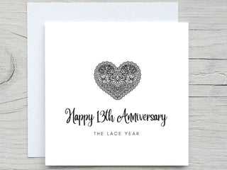 Anniversary Card, Personalised anniversary card, 13th Anniversary card, Lace Anniversary, 13 years together wedding anniversary