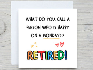Congratulations card, Congrats on retirement card, Happy on Monday CARD, personalised card, Retired Card