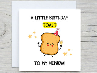 Nephew Birthday Card , A Little Birthday Toast To My Nephew , Funny Birthday Card, For Nephew , From Auntie, for him card, from Uncle