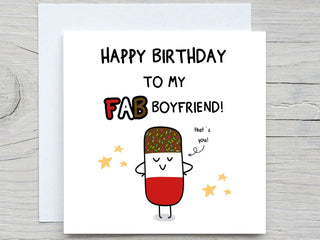 Boyfriend Birthday Card , To My Fab Boyfriend, Funny Birthday Card, For Boyfriend, From Girlfriend birthday card, popsicle card