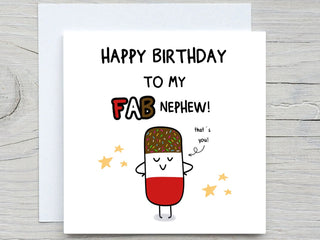 Nephew Birthday Card , To My Fab Nephew, Funny Birthday Card, For Nephew, From Uncle, from Aunt birthday card, popsicle card