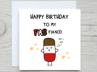 fiancé Birthday Card , To My Fab fiancé, Funny Birthday Card, For fiancé, From fiancée birthday card, popsicle card
