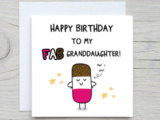 Granddaughter Birthday Card , To My Fab Granddaughter, Funny Birthday Card, For Granddaughter, From Grandma, popsicle card
