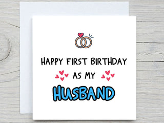 First Birthday As My Husband, Husband Birthday Card, Happy Birthday Husband, Greetings Card For Him, From wife card