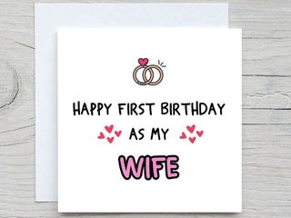 First Birthday As My Wife, Wife Birthday Card, Happy Birthday Wife, Greetings Card For Her, From husband card