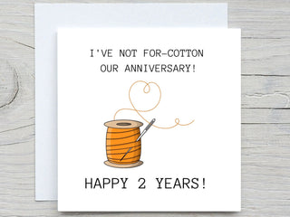 Anniversary Card, Personalised anniversary card, Second Anniversary card, Cotton Anniversary, 2 years wedding anniversary