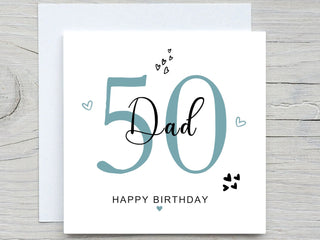 Personalised Birthday Card, Dads 50th birthday card, for dad birthday, from son, from daughter, 50th birthday card