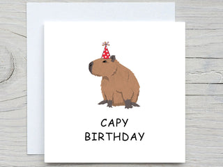 Funny birthday card, Capybara Birthday Card, Capy Birthday, Cute cards, Funny Cards, Birthday Cards