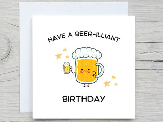 Funny birthday card, Beer-illiant Birthday Card, BEER card, personalised Birthday card, for him, for dad