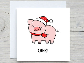 Personalised Christmas card, Funny Pig Card, Holidays card, personalized card, Happy Holidays card, Merry Christmas card, Oink card