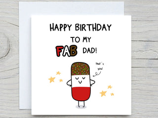Dad Birthday Card , To My Fab Dad, Funny Birthday Card, For Dad, From daughter, from Son, Dads birthday card. popsicle card