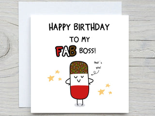 Boss Birthday Card , To My Fab Boss, Funny Birthday Card, For Boss, Boss birthday card, popsicle card