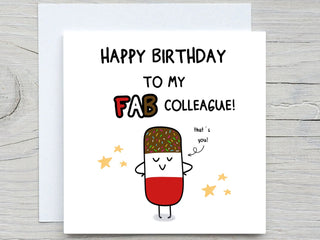 Colleague Birthday Card , To My Fab colleague, Funny Birthday Card, For colleague, From colleague birthday card, popsicle card
