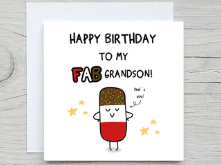 Grandson Birthday Card , To My Fab Grandson, Funny Birthday Card, For Grandson, From Grandma, from Grandpa birthday card, popsicle card