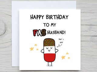 Husband Birthday Card , To My Fab Husband, Funny Birthday Card, For Husband, From Wife birthday card, popsicle card
