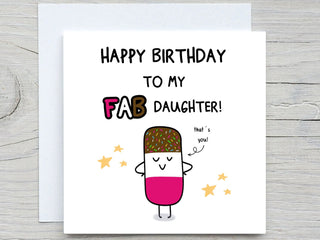 Daughter Birthday Card , To My Fab Daughter, Funny Birthday Card, For Daughter, From mom, from dad, Daughters birthday card. popsicle card