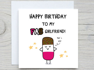 Girlfriend Birthday Card , To My Fab Girlfriend, Funny Birthday Card, For Girlfriend, From boyfriend birthday card, popsicle card