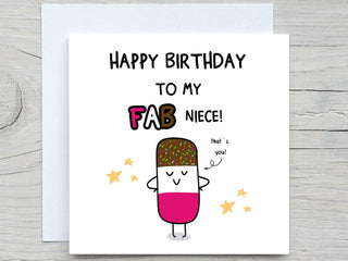 Niece Birthday Card , To My Fab Niece, Funny Birthday Card, For Niece, From Uncle, from Aunt birthday card, popsicle card