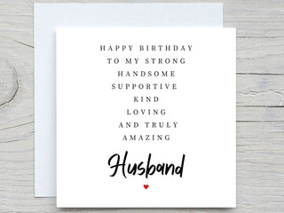 Husband's Birthday Card Sweet, Personalised Birthday Card For Husband, Husband Birthday Card, From wife, Cute, For Him, poem card