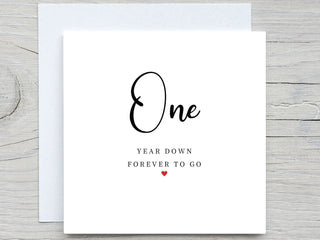 one year down, forever to go card, one year anniversary card, 1st anniversary card for partner, Anniversary gift